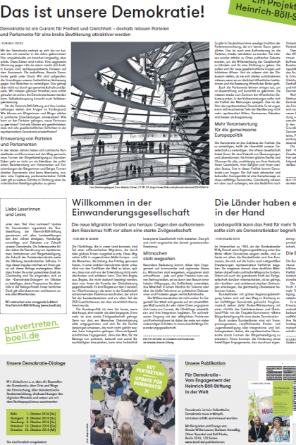 Die Zeitungsbeilage "Update für Demokratie" in der Süddeutschen Zeitung